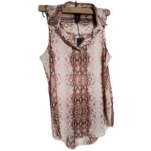 Rachel Zoe Womens Sleeveless Top Snake Skin Print Button Down Size Medium